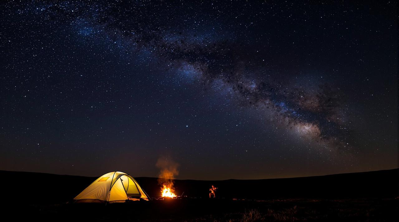 萱萱影视-用户投稿：户外露营星空延时摄影